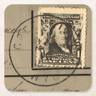 Dessous De Verre Carré "Ben Franklin annulé" Timbre de la poste