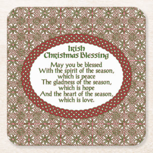 Dessous De Verre Carré Bénédiction irlandaise de Noël, vacances celtiques