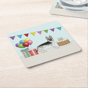 Dessous De Verre Carré Berger Allemand Silver Sable Anniversaire Coloré
