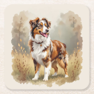 Dessous De Verre Carré Berger Australien Red Merle Aussie