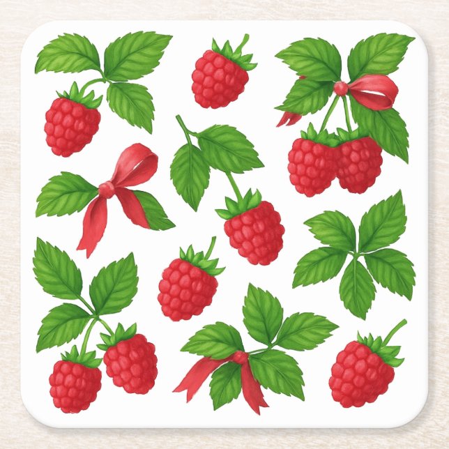 Dessous De Verre Carré Berry Sweet Raspberry fête d'anniversaire - (Devant)