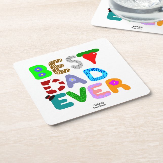 Dessous De Verre Carré Best Dad Ever Square Paper Coaster (Incliné)
