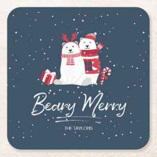 Dessous De Verre Carré Beurre polaire Joyeux Noël ID851