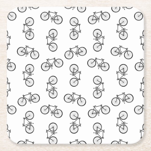 Dessous De Verre Carré Bicyclettes éparpillées Imprimer Motif PERSONNALIS (Devant)