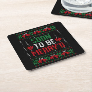 Dessous De Verre Carré Bientôt mariés Joyeux Noël Mariée & Mari