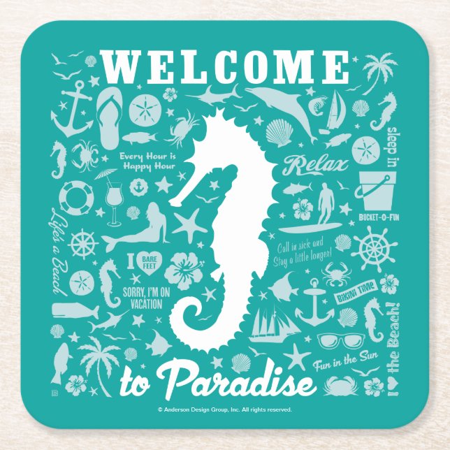 Dessous De Verre Carré Bienvenue au paradis (Devant)