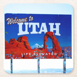 Dessous De Verre Carré Bienvenue dans le panneau Utah