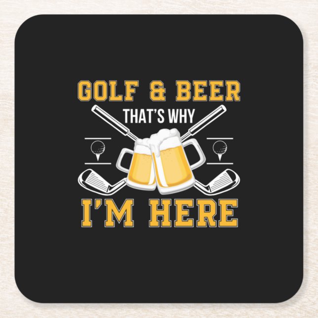 Dessous De Verre Carré Bière Drinker Golf Et Bière Anniversaire (Devant)