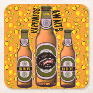 DESSOUS DE VERRE CARRÉ BIÈRE PERSONNALISÉE BIG BREWS