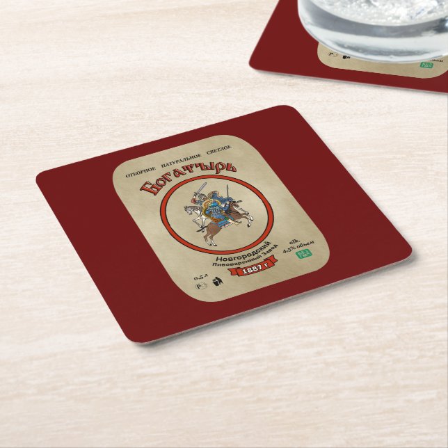 Dessous De Verre Carré Bière russe Bogatyr (Incliné)