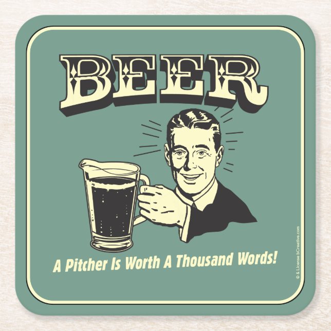 Dessous De Verre Carré Bière : Un Pitcher Vaut 1000 Mots (Devant)