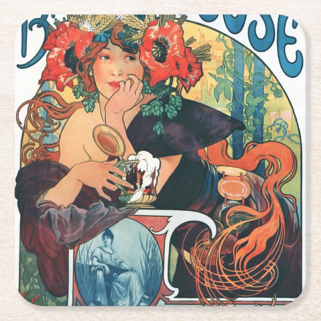 Dessous De Verre Carré Bieres de la Meuse, Mucha (Devant)