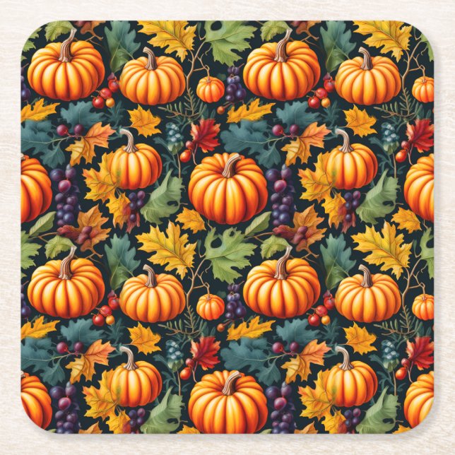 Dessous De Verre Carré Big and Little Fall Pumpkins (Devant)