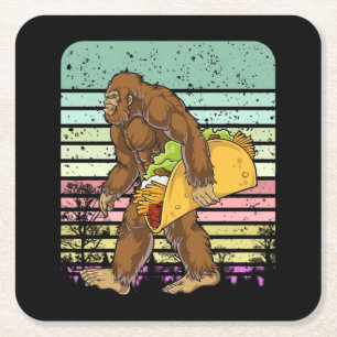 Dessous De Verre Carré Bigfoot Drôle Tenant Un Taco