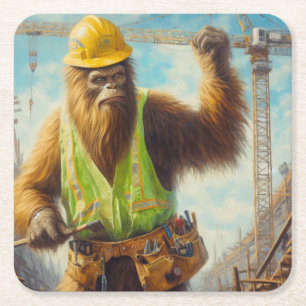 Dessous De Verre Carré Bigfoot le travailleur du bâtiment