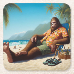 Dessous De Verre Carré Bigfoot sur la plage
