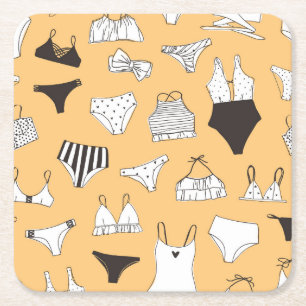 Dessous De Verre Carré Bikini tropical : Motif d'été à main