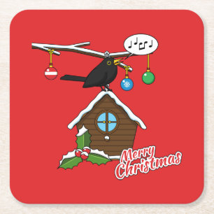 Dessous De Verre Carré Bird House Joyeux Noël Carré Dessous de verre papi