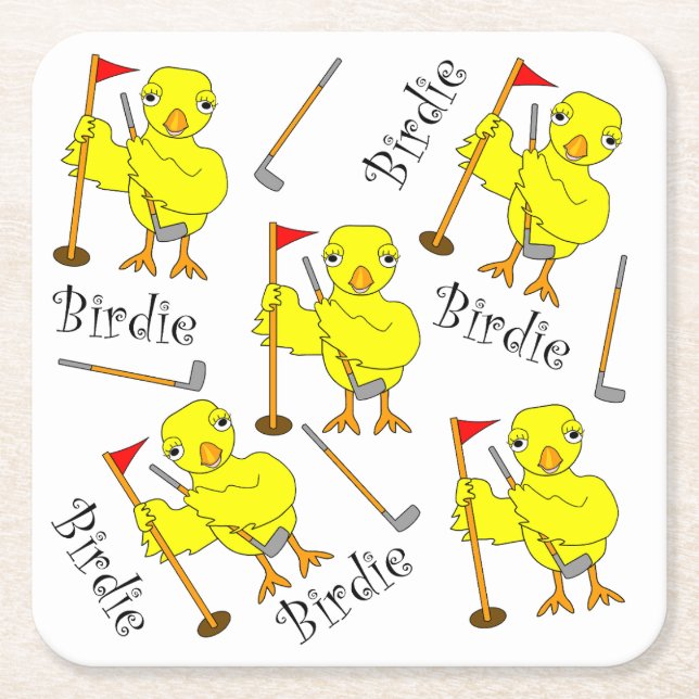 Dessous De Verre Carré Birdie Golfer Chick (Devant)