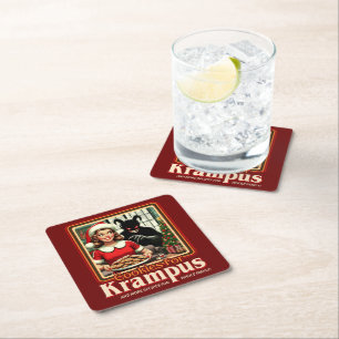 Dessous De Verre Carré Biscuit pour Krampus Joyeux Noël Krampus Horreur
