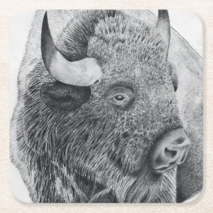 Dessous De Verre Carré Bison d'Amérique
