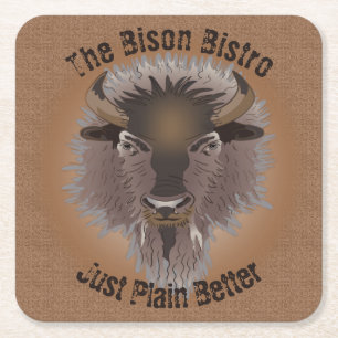 Dessous De Verre Carré Bison rustique des plaines de l'Ouest