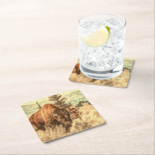 Dessous De Verre Carré Bison sauvage des bois