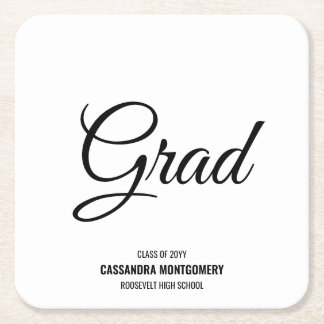 Dessous De Verre Carré Black and White Modern Graduation Party