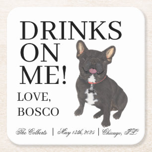 Dessous De Verre Carré Black Brindle Français Mariage français Bulldog