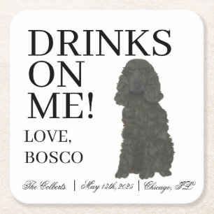 Dessous De Verre Carré Black Cocker Spaniel Chien Mariage
