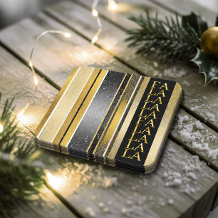 Dessous De Verre Carré Black Gold Fa Noël La La Motif#27 ID1009