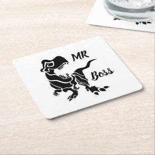 Dessous De Verre Carré Black Trex le Boss Dino