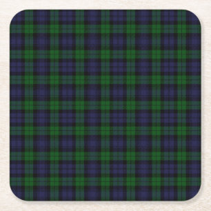Dessous De Verre Carré Black Watch Tartan Plaid Scottish Plaid Motif