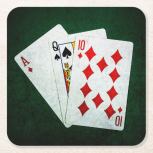 Dessous De Verre Carré Blackjack 21 point - As, Queen, Ten