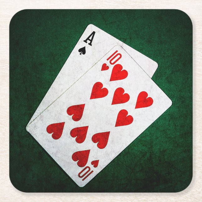 Dessous De Verre Carré Blackjack 21 point - As, Ten (Devant)