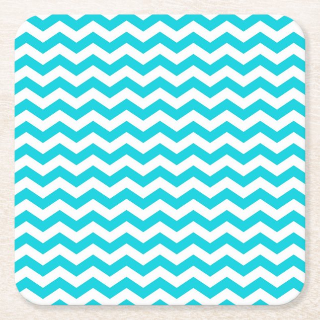 Dessous De Verre Carré Blanc et motif de zigzag d'Aqua (Devant)