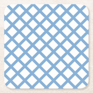 Dessous De Verre Carré Bleu Blanc Arlequin Diamond Motif