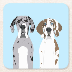 Dessous De Verre Carré Bleu de très grands chiens