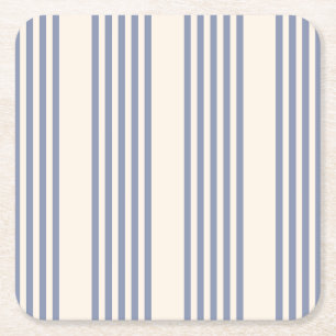 Dessous De Verre Carré Bleu gris et beige cinq rayures motif