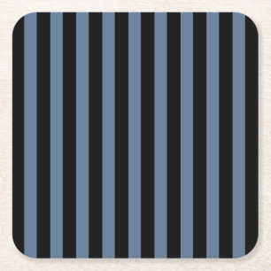Dessous De Verre Carré Bleu gris et noir rayures