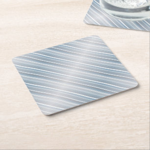 Dessous De Verre Carré Bleu gris rayé élégant