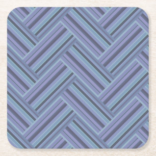 Dessous De Verre Carré Bleu gris rayures motif double tissage