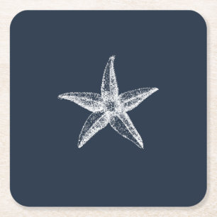 Dessous De Verre Carré Bleu marine simple Élégant poisson-étoile