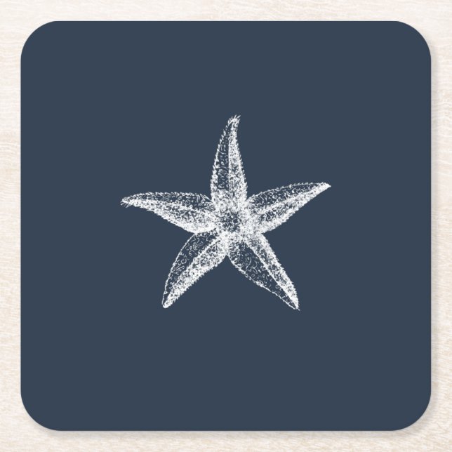 Dessous De Verre Carré Bleu marine simple Élégant poisson-étoile (Devant)