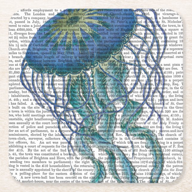 Dessous De Verre Carré Bleu méduse (Devant)