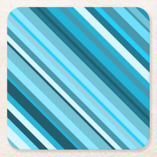 Dessous De Verre Carré Bleu Océan-Inspiré/Teal/rayures d'Aqua