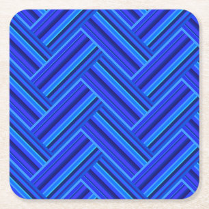 Dessous De Verre Carré Bleu rayures double motif