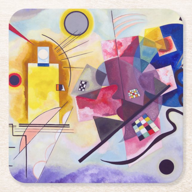 Dessous De Verre Carré Bleu rouge jaune, Kandinsky sauvage (Devant)