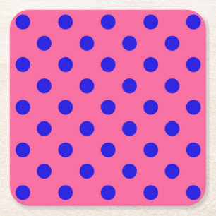 Dessous De Verre Carré Bleu sur rose Pois design Motif