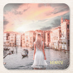Dessous De Verre Carré Blondie Dans Venise Romantique